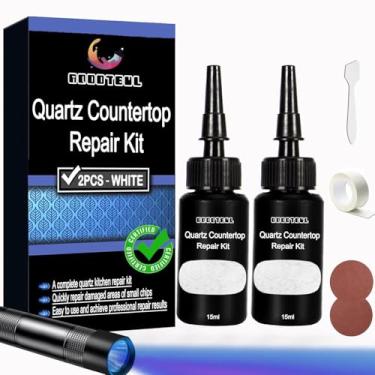 Imagem de aqootbul Kit de reparo de bancada de quartzo premium, 2 peças de granito branco e kit de reparo de lascas de mármore, conserto rápido de bancadas de cozinha, arranhões, rachaduras