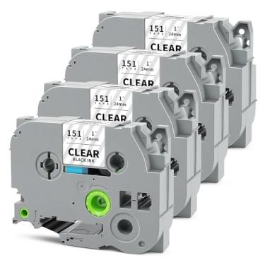 Imagem de HUIMAZJIA Tze151 Fita transparente laminada de 24 mm 2,4 cm compatível com Brother Tze-151 Tz-151 P Touch Tz Tze Fita de etiqueta de 24 mm 2,5 cm preta em transparente para PTD600 PTD610BT PTP710BT