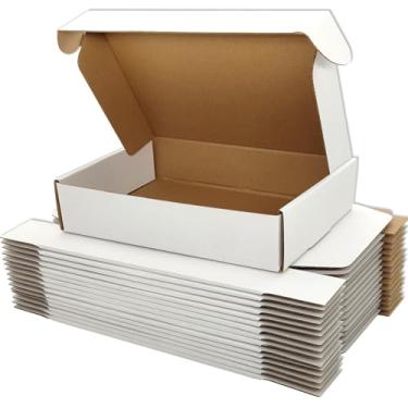 Imagem de Lmuze Conjunto De 50 Caixas Pequenas Para Remessa 9 X 6 2 Polegadas - Papelão Ondulado Branco Embalar Produtos Correspondência
