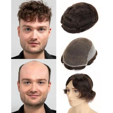 Imagem de BEEOS Peruca Skinlike Real Hd Lace Q6 Para Homens, Parte Frontal Com Base Fina, Traseira E Lateral, Aplique De Cabelo Masculino, Sistema Substituição 8 X 10", Densidade 130%, Nº 3, Marrom Escuro