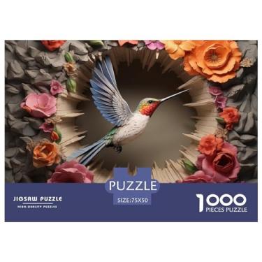 Imagem de Quebra-cabeça de pássaros para adultos divertido 1000 peças decoração animal 3D alívio de estresse brinquedo educativo jogo intelectual relaxamento e inteligência 1000 peças (75 x 50 cm)