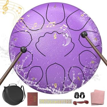 Imagem de D Major Steel Tongue Drum Handpan, 30,5 cm Tambor de chuva de 13 notas para jardim externo, sino de chuva com livro de música, marretas, carrilhão de chuva à prova d'água, instrumento de mão para uso