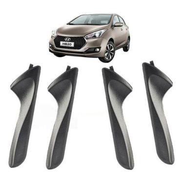 Imagem de Kit 4 Maçanetas Interna Cinza Puxador Compatível Hb20 Hb20s 12 A 19 - 