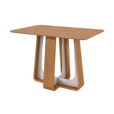 Imagem de Mesa de Jantar Retangular com Tampo de MDF Sintonia Amêndoa e Off White 120 cm
