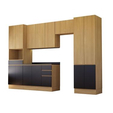 Imagem de Cozinha Completa 5 Peças Com Espaço Para Micro-ondas E Tampo Freijó/freijó Brasil/preto