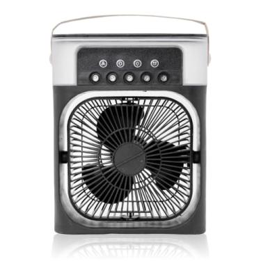 Imagem de Ventilador Climatizador Portátil 3 em 1 com Umidificador, LED Colorido, USB, 600ml, 26x21x9cm