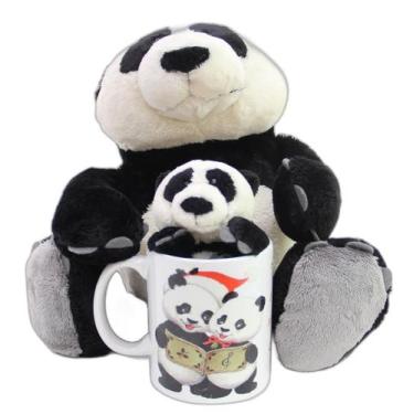 Imagem de Caneca Com Ursinhos De Pelúcia Panda Presente Natal - Casa Dos Ursos