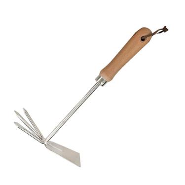 Imagem de IEUDNS Enxada de jardim e cultivador, ancinho 2 em 1, cabeça dupla, garfo, ferramenta para remoção de ervas daninhas, cultivador de solo para canteiros de