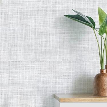 Imagem de Papel de Parede Adesivo Efeito Linho Tons de Cinza – Vinil Autocolante Vinilico Lavável, Rolo com 15 Metros x 50cm para Paredes, Móveis e Decoração Moderna