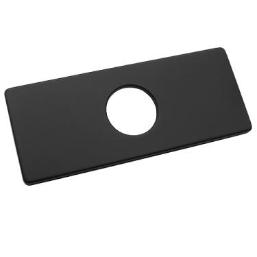 Imagem de Biaungdo Placa de cobertura de furo de 15 cm, placa de proteção preta fosca placa de torneira de banheiro de aço inoxidável placa de cobertura de torneira retangular para torneira de pia de banheiro