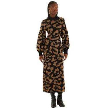 Imagem de Vestido Farm Rio Tricot Jacquard Lurex Onça-Feminino