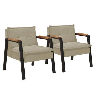 Imagem de Conjunto 02 Poltrona Estilo Industrial Braço de Ferro Fortaleza - GDec