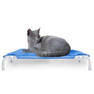 Imagem de Cama Suspensa Pet Azul Para Cachorros e Gatos Pequeno Porte 60x40x12cm Higiênica Ortopédica Lavável Resistente Mec G Pet
