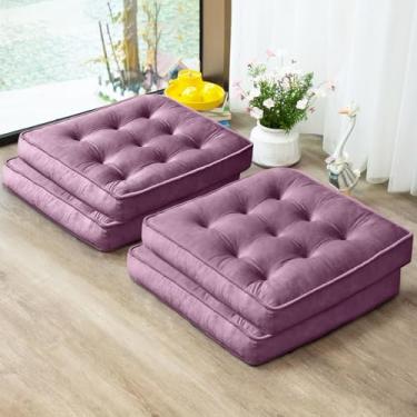 Imagem de 1 MIDDLE ONE Conjunto de 4 travesseiros de chão, almofadas de meditação de espuma de memória, almofadas de chão para adultos sentados, almofadas de assento quadradas grandes para ioga, sala de estar