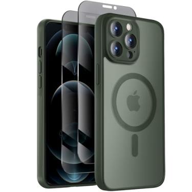 Imagem de Symcele Capa projetada para iPhone 12 Pro Max, compatível com MagSafe, com protetores de tela de privacidade X2, [proteção da câmera] [proteção contra quedas militares] capa de telefone à prova de