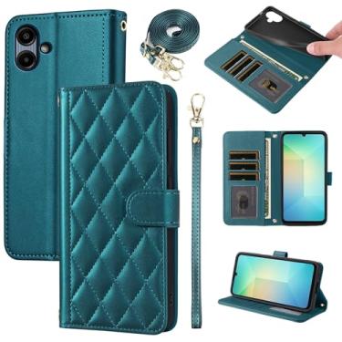 Imagem de Furiet Argyle Capa carteira para Samsung Galaxy A06 5G com alça removível para pulso/ombro slot para cartão bolsa fólio luxuosa couro PU acessórios capa de celular para Ao6 A 06 4G LTE mulheres homens
