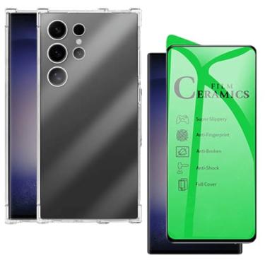 Imagem de Capa Capinha Anti Impacto e Película Premium 9D Cerâmica Compatível Com Samsung Galaxy S23 Ultra