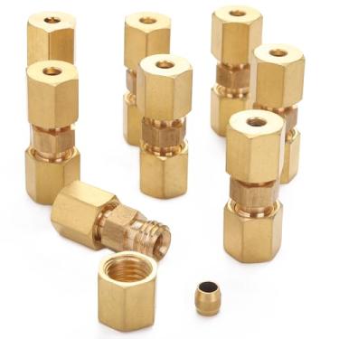 Imagem de LTWFITTING União de compressão OD de 1/8 polegada, ajuste de compressão de latão (pacote com 30)