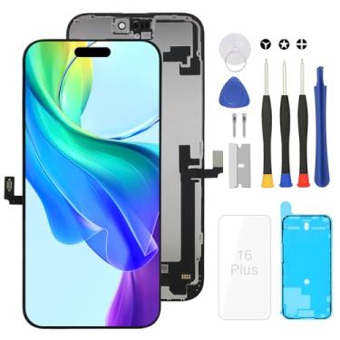 Imagem de Kit de substituição de tela para iPhone 16plus conjunto completo, substituição para iPhone 16plus para A3290, A3082, A3289 e A3291 tela digitalizadora LCD com digitalizador 3D Touch e True Tone e kit