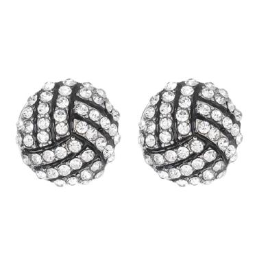Imagem de Brincos femininos de bola esportiva de cristal de vôlei, futebol, basquete, beisebol, rúgbi, joias esportivas delicadas, ideais para o dia de jogo para fãs de esportes, acessórios de espírito de