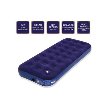 Imagem de Colchão Inflável Solteiro Com Inflador Acoplado Multiuso Mor
