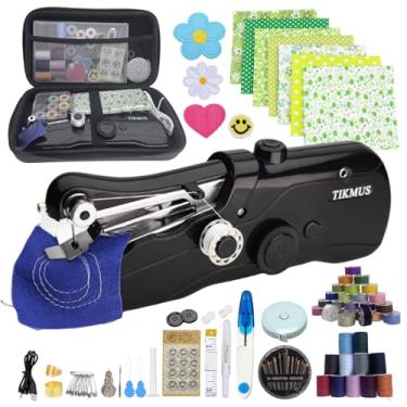 Imagem de Máquina de costura portátil para iniciantes, mini máquina de costura para costura rápida com suprimentos de costura adequada para roupas, jeans, bricolage, casa, viagens (preto)