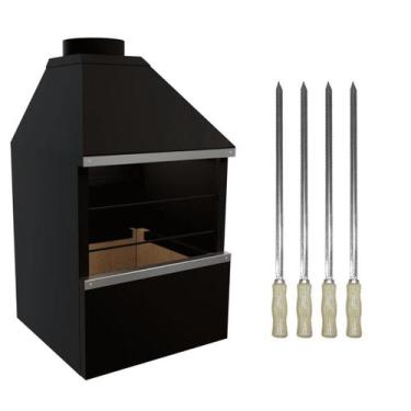 Imagem de Churrasqueira De Parede E60 com Kit de 4 espetos aramado - Brasileña