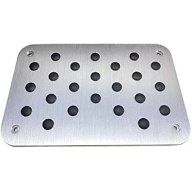 Imagem de Takelablaze Tapete universal para carro, caminhão, tapete de liga de alumínio, placa de calcanhar para pedal descanso para os pés com parafuso para parar o desgaste da cura
