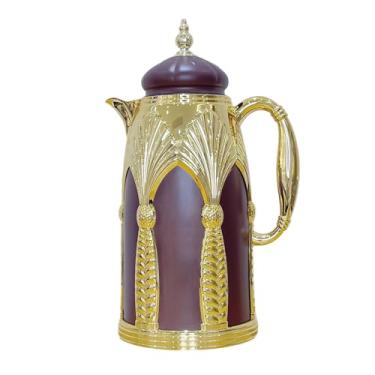 Imagem de SiaBiced Cafeteira Térmica, Bule de Chá, Bolsa Térmica de água Quente E Fria de 1 Litro para Cozinha, Dispensador de Bebidas para Viagens, Reuniões, Churrascos, Ouro Vermelho