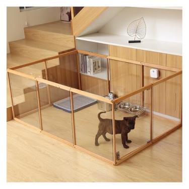 Imagem de Cercadinho Para Cães Acrílico Cercadinho Para Cachorros Cercadinho Para Cachorros Com Portão Canetas De Exercícios Para Cães Cerca De Gato Interno 3mmpvc Painel Transparente P, C, 4pcs