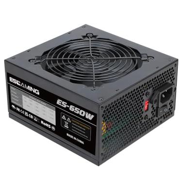 Imagem de ESGAMING Fonte De Alimentação Atx Não Modular De 650 W Com Ventoinha De 120 Mm Com Controle Térmico Automático E Conectores De 6+2 Pinos, Proteção Pfc, Interruptor De 115/230 V