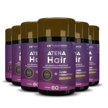Imagem de 6x atena hair + ácido hialurônico 60 caps hf suplementos