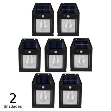 Imagem de Kit 2 Luminária Arandela Solar Com Lâmpada de Filamento LED Sensor de 