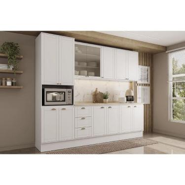 Imagem de Kit de Cozinha Completa 5 Peças Bella (2Aéreos+2Balcões+1Paneleiro) C5P120 Branco - Carraro