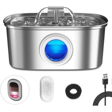 Imagem de Aço Inoxidável Fonte para Gatos com Filtro 3.2L Dispensador de água pa