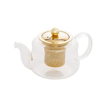 Imagem de Chaleira de Vidro Wolff 600ml com Difusor Dourado em Inox e Vidro Resistente ao Calor