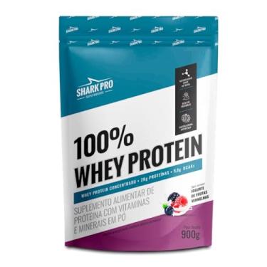 Imagem de 100% Whey Protein - 900g Refil Iogurte de Frutas Vermelhas - Shark Pro