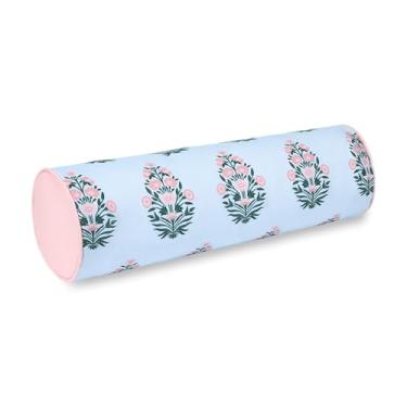Imagem de Hofdeco Premium Capa de almofada Coastal Grandmillennial Patio Indoor Outdoor Bolster Only, 15.2 cm x 50.8 cm repelente de água para quintal, sofá, piscina, azul bebê rosa estampa flor