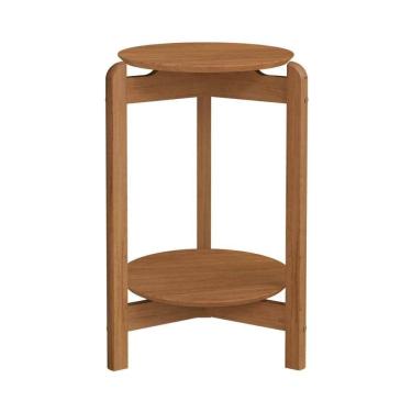 Imagem de Mesa Lateral Sala Lizz Com Pés De Madeira Maciça Cedro