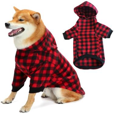 Imagem de RichePet Moletom com capuz para cães de qualidade premium, casaco aconchegante de inverno para cães roupas elegantes para cães de todas as raças cães gatos meninos meninas (grade vermelha, pequena)