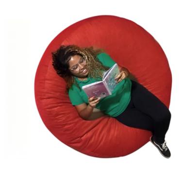 Imagem de Puff Redondo Gigante Cheio Suede Eventos Decoração Conforto (Vermelho)