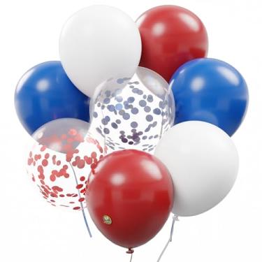 Imagem de Conjunto de balões biodegradáveis AFTERLOON com 50 peças, vermelho/branco/azul, 30 cm, flutuador de hélio de látex extra forte engrossado, para chá de bebê, decoração de festa de aniversário de