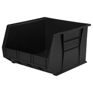 Imagem de Akro-Mils Caixas de armazenamento de plástico AkroBins 30270, caixas empilháveis que economizam espaço para garagem, despensa, organização de artesanato, 45,7 x 40,6 x 28 cm, preto, pacote com 3