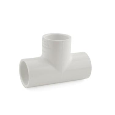 Imagem de Tomada de 3 vias de encaixe em T de PVC para encanamento, irrigação e linhas de água (3,5 cm)