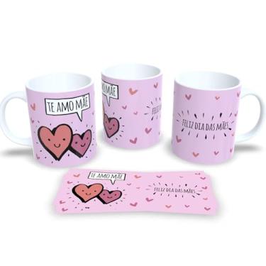 Imagem de Caneca de Porcelana Dia das Mães Homenagem Cheia de Carinho (Te amo mãe)