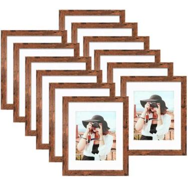 Imagem de Conjunto de porta-retratos Picrit 8x10 (5x7 com tapete) marrom - 12 un