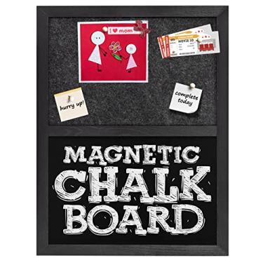 Imagem de Umtiti Quadro de avisos quadro negro de feltro Gary para escritório, escola, cozinha, quarto, moldura de madeira preta, 33 cm x 43 cm, quadro-negro + GY-3343