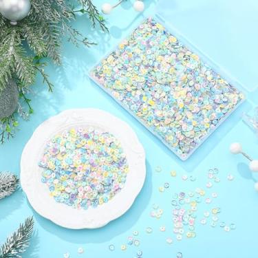 Imagem de Dingion 40.000 peças de lantejoulas a granel para artesanato, férias, 6 mm, lantejoulas soltas para fazer joias artesanais com caixa de plástico, 160 gramas (cor pastel)