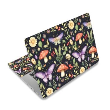 Imagem de DINKY Adesivo para notebook para laptop, 13 13,3 14 15 15,4 15,4 15,4 15,6 polegadas capa de adesivo de vinil para laptop capa protetora de arte macia Netbook (borboleta de cogumelo)