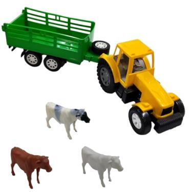 Imagem de Brinquedo Trator Carreta Fazendinha Boi Infantil Menino Truc
